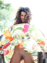 Gia Ren Pulling Down Her Floral Dress To Let The Sun Kiss Her Beautiful Breasts
