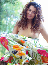 Gia Ren Pulling Down Her Floral Dress To Let The Sun Kiss Her Beautiful Breasts