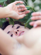 Gia Ren Pulling Down Her Floral Dress To Let The Sun Kiss Her Beautiful Breasts