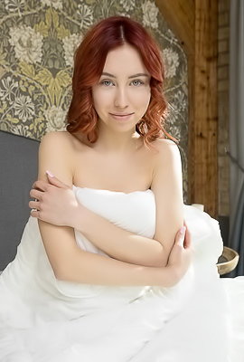 Rosalind Parts Her Slender Thighs To Frame Her Shaved Pussy