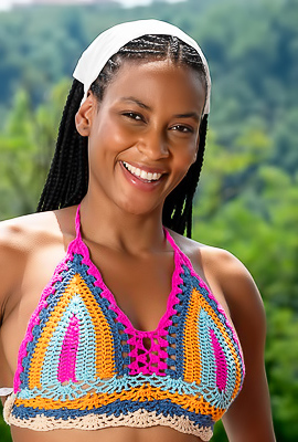 Samantha Cruuz Untying Her Crocheted Bikini Top To Bare Her Gorgeous Breasts To The Sun