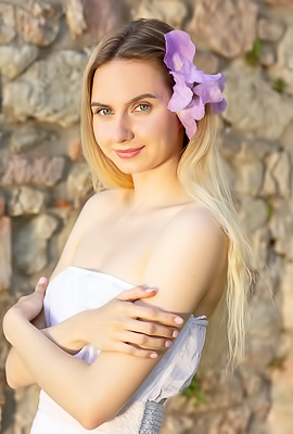 Emily Swan In A Pretty Summer Dress And High Heels That Show Off Her Lovely Long Legs