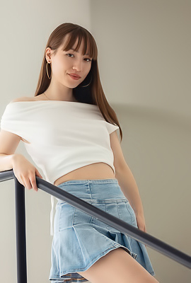 Kate Quinn Soon Perched On The Top Step With Legs Akimbo And Her Perky Breasts Exposed