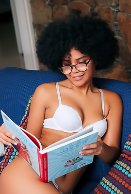 Selva Lapiedra Teases Barefoot On Couch With Glasses Sliding Off Her Perky Breasts