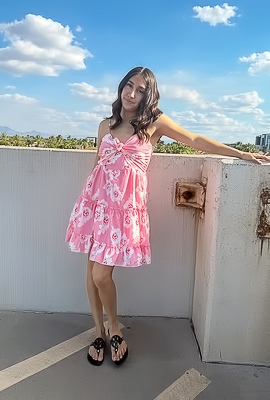 Krystal Strips Out Of A Pink Sundress And Fucks Herself With A Toy
