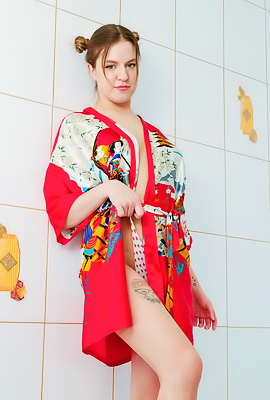 Saint Marya Flirtatiously Teases In Her Kimono Before Undressing With Confidence